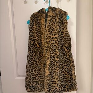 Leopard Print Faux Fur Vest